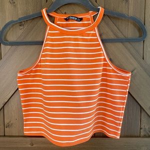 EUC striped cropped tank
